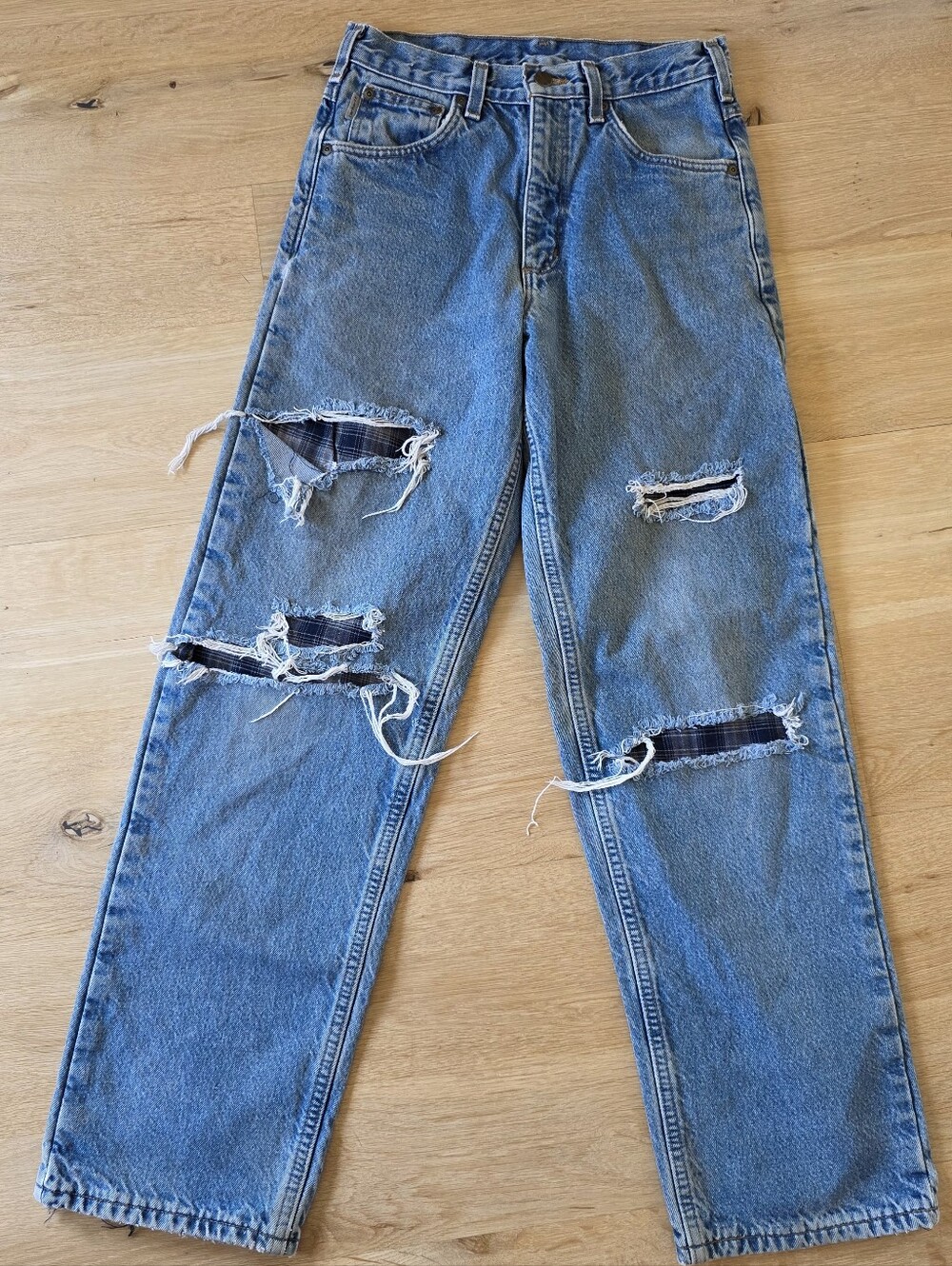 Vintage Carhartt Distressed Denim Flannel Lined Baggy Straight Carpenter Jeans